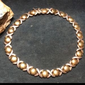 925 Italian Sterling Silver Two Tone XOXO Necklace